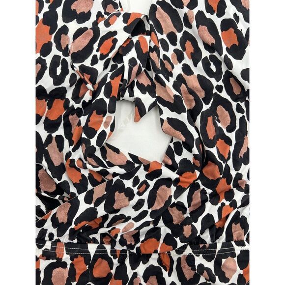 Bar III Leopard Print High Cut Deep V Neck One Piece Swimsuit Black/Tan Size XS - Picture 3 of 8